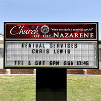 Church Sign for Church of the Nazarene
